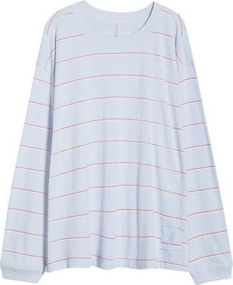 Free People FP Movement Printed Hustle Layer T-Shirt in Awning Stripe Slate at Nordstrom, Size X-Small Regular