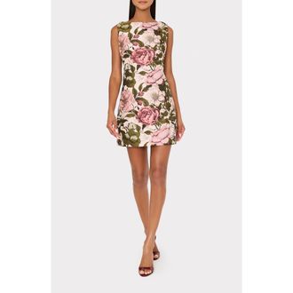 Milly Lane Floral Sleeveless Jacquard Minidress in Pink/Green at Nordstrom, Size 10
