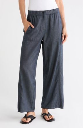 Eileen Fisher Organic Cotton Twill Ankle Wide Leg Pants in Denim at Nordstrom Rack, Size X-Large