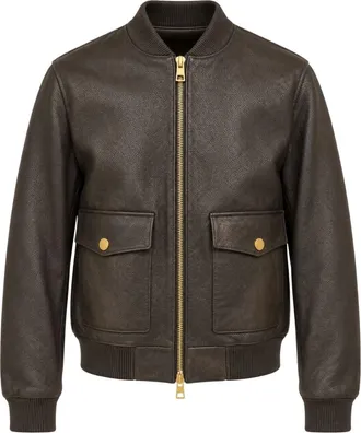 Michael Kors Giacca Bomber in Pelle Granulata - - Jackets - Uomo - Marrone - L