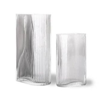 HKliving Clear Ribbed Vases Set Of 2 - OS / weiß
