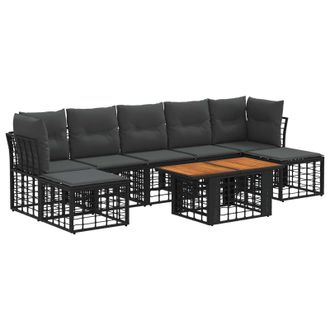 vidaXL Conjunto De Sof&aacute;s De Jard&iacute;n 8 Uds. Negro Y Gris Oscuro Vidaxl