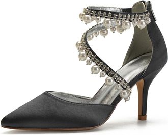 Miyoopark Women Shoes Heels for Wedding Closed Pointed Toe Evening Pumps Shoes M521 Black UK 8.5