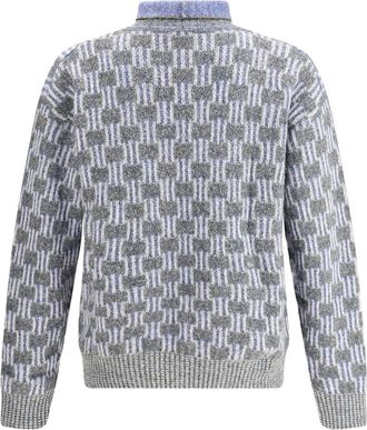 Giorgio Armani Maglione a collo alto con motivo geometrico - Grigio