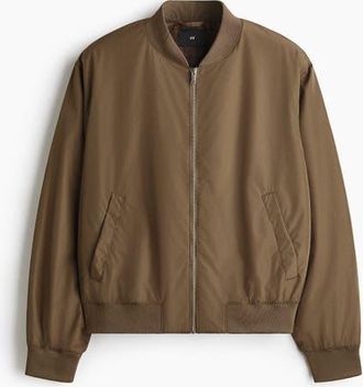 H&M Lightweight Bomber Jacket in Dark Beige at Nordstrom, Size Xxx-Large