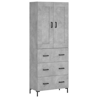 vidaXL Vidaxl - Aparador Alto Madera Contrachapada Gris Hormig&oacute;n 69,5x34x180 Cm