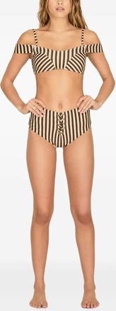 Amuse Society Bikini a righe - Marrone