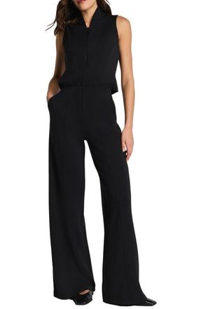 Spanx AirEssentials Shawl Collar Half Zip Jumpsuit in Very Black at Nordstrom, Size X-Large