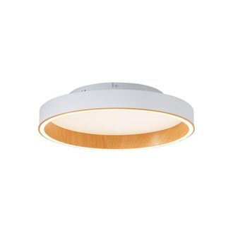 QAZQA Plaf&oacute;n dise&ntilde;o blanco madera LED 40 cm