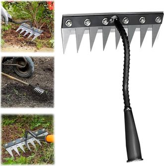 OEM Rastrillo Desmalezador Berthaus, 5/6/7/8 Dientes, Herramienta Con Mango, Rastrillo De Jard&iacute;n De Metal Resistente, Rastrillo Berthaus Para Desmalezar/a