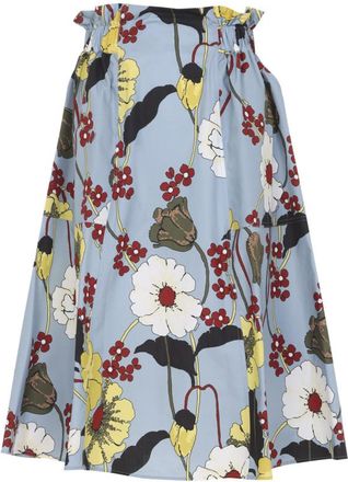 Marni Sky Blue Floral Printed Skirt