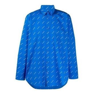 Balenciaga All Over Logo Shirt Blue White 534333TBL967560