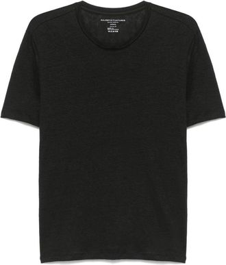 Majestic Filatures Stijlvol Zwart T-shirt voor Mannen - Heren - T-shirts - Zwart - S - Linnen - Tops