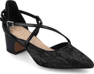 Journee Collection Galvinn Pump in Black Lace at Nordstrom Rack, Size 6.5