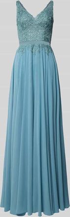 Mascara Abendkleid mit Spitzenbesatz in Gruen, Größe 32