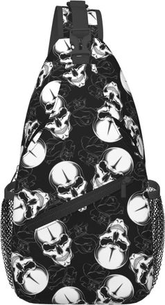 Generic Angry Skull Roses Cross Body Bag Trendy Chest Bag Breathable Fanny Pack For Men Outdoors Traveling
