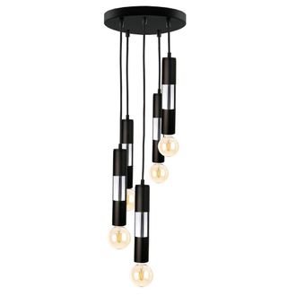 Netlighting Magnum Cluster Pendant Ceiling Light Black Silver 30cm 5x E27