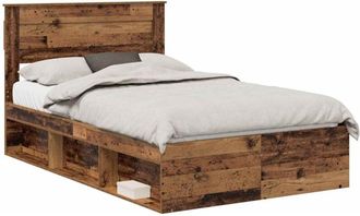vidaXL Estructura De Cama Con Cabecera Madera Vieja 135 X 190 Cm Vidaxl