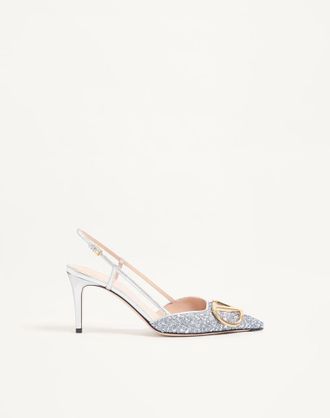 Valentino Garavani VLogo Signature Metallic Tweed Slingback Pump 80mm Wo