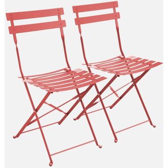 Sweeek Sweeek - Silla De Jard&iacute;n Plegable De Metal, Set De 2, Emilia, Terracotta, 49.5x41x80.5 Cm