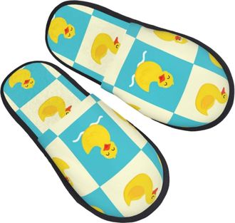 Generic Women Men Slippers Funny Rubber Duck House Slippers Comfort Plush Bedroom Slipper Plush Fleece Lined Indoor Shoes For Spa Indoor Outdoor L