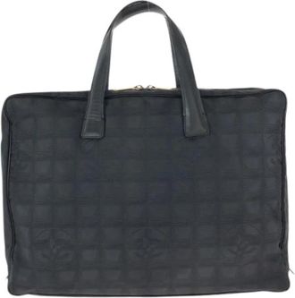 Chanel Pre-owned New Travel Line Nylon Leather Tote Bag - Dames - Vintage Shopper - Zwart - ONE Size - Nylon - Vintage