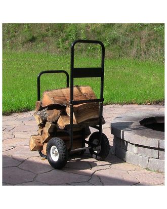 Sunnydaze Log Cart Steel Heavy-Duty Rolling Wheeled Firewood Carrier Dolly