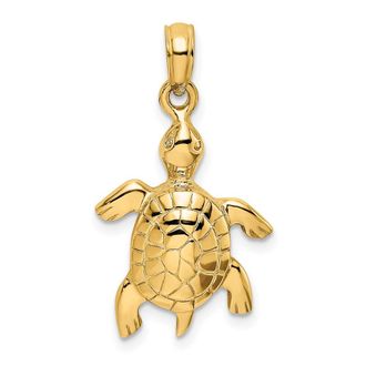 Diamond2Deal 14k Yellow Gold Polished Turtle with Textured Shell Charm