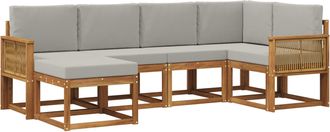 vidaXL Conjunto De Sof&aacute;s De Exterior 6 Uds. Natural Y Gris Claro Vidaxl
