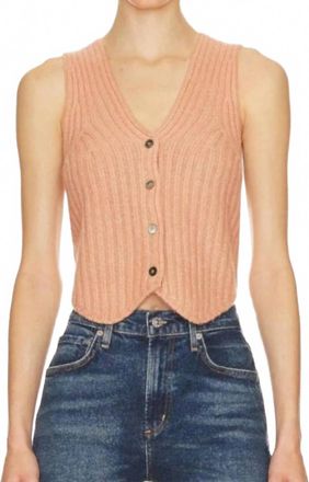 Favorite Daughter Button-Down Sleeveless Vest In Mauve