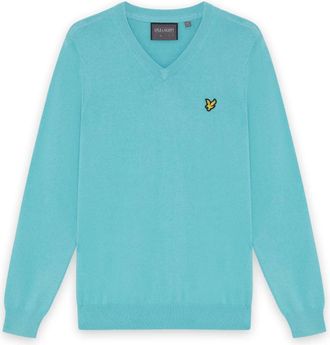 Lyle & Scott Golf V-hals Pullover - Heren - V-hals truien - Blauw - S - Wol - Truien & Vesten