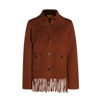 Guest In Residence Chaqueta con flecos estilo western - Knitwear - Mujer - Marr&oacute;n - S