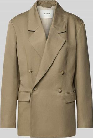 IVY OAK Blazer aus Leinen-Lyocell-Mix mit Pattentaschen Modell JASEMINA in Khaki, Gr&ouml;&szlig;e 36