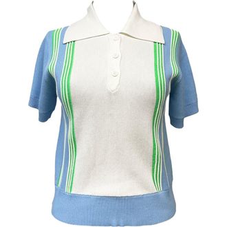 Anna Sui Amalfi Knits Polo in Baby Blue Multi at Nordstrom, Size X-Small