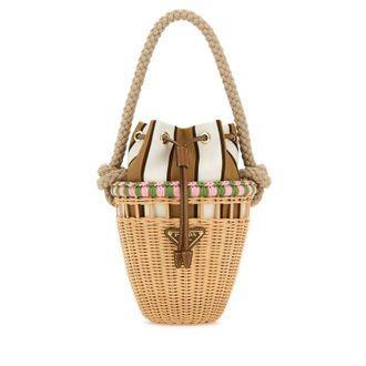 Prada Wicker Mini Bucket Bag