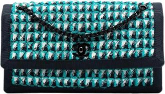 Chanel Pre-owned Vintage Tweed Schoudertas - Dames - Vintage Schoudertas - Groen - ONE Size - Tweed - Vintage