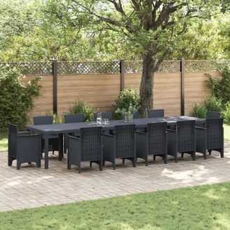 Berkfield Home Garden Table Anthracite 400x100x73 cm Poly Rattan | Size: 400 x 100 x 73 cm