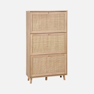 Sweeek Sweeek - Mueble Zapatero De Ca&ntilde;a, Boheme, Natural, 75x26x131 Cm