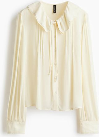 H&M Viskosebluse mit Kragen - White