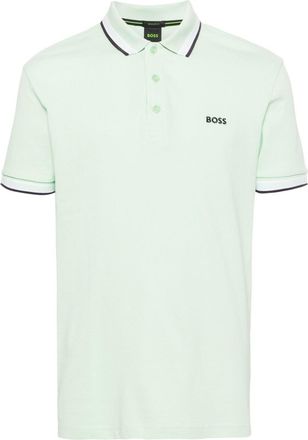 BOSS logo-embroidered cotton polo shirt - men - Organic Cotton - S - Green