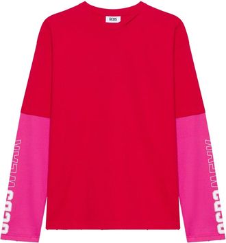 GCDS Gcds Wear Bedrukt T-shirt met Lange Mouwen - Heren - Longsleeves - Rood - L - Katoen - Tops