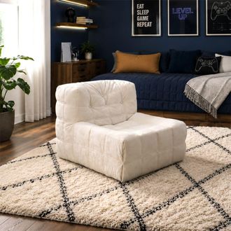 Concept Usine Sill&oacute;n otom&aacute;n comprimido en terciopelo beige