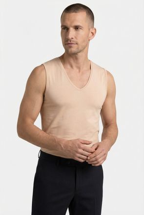 Olymp V-Shirt OLYMP Casual, Herren, Gr. XXL, braun (caramel), Obermaterial: 94% Baumwolle, 6% Elasthan, V-Ausschnitt, Shirts V-Shirt