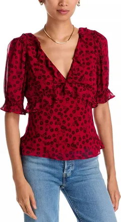 Rails Miramar Ruffled Top In Carmine Daisies