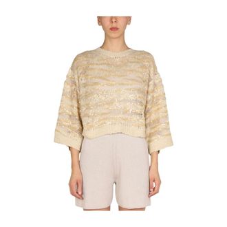 Brunello Cucinelli Jersey de cuello redondo - Knitwear - Mujer - Beige - M
