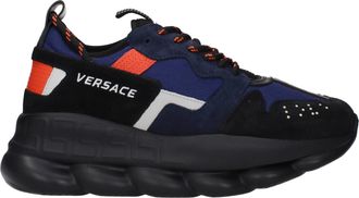 Versace Herrens Sneakers Stoff Blau/Schwarz