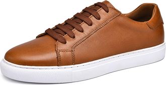 Generic Mens Leather Dress Sneakers Business Casual Shoes for Men Comfort Breathable Fashion Sneakers (5.5,Brown 2)