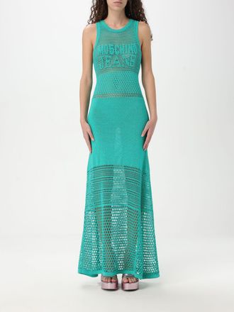 Moschino Womens Open Knit Maxi Dress - Turquoise Cotton - Size Small