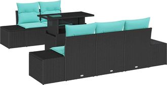 vidaXL Juego De Sof&aacute; 6 Uds. 5-n&uacute;mero De Plazas Negro Y Azul Vidaxl
