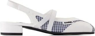 Carel Womens Sling Back Peachy - Carel Leather White Calfskin Shoes Flat-Shoes